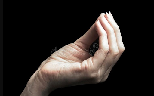 Pinched fingers hand gesture