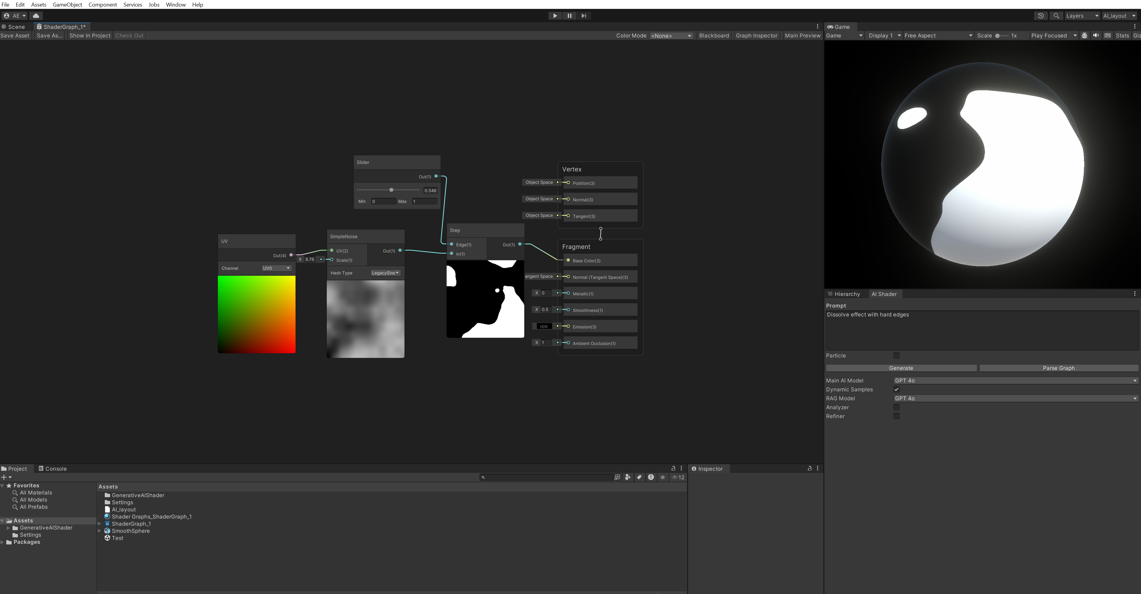 The AI Shader window in Unity